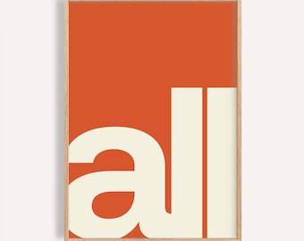 Modern Typography Art Print: Orange Minimalist Wall Decor