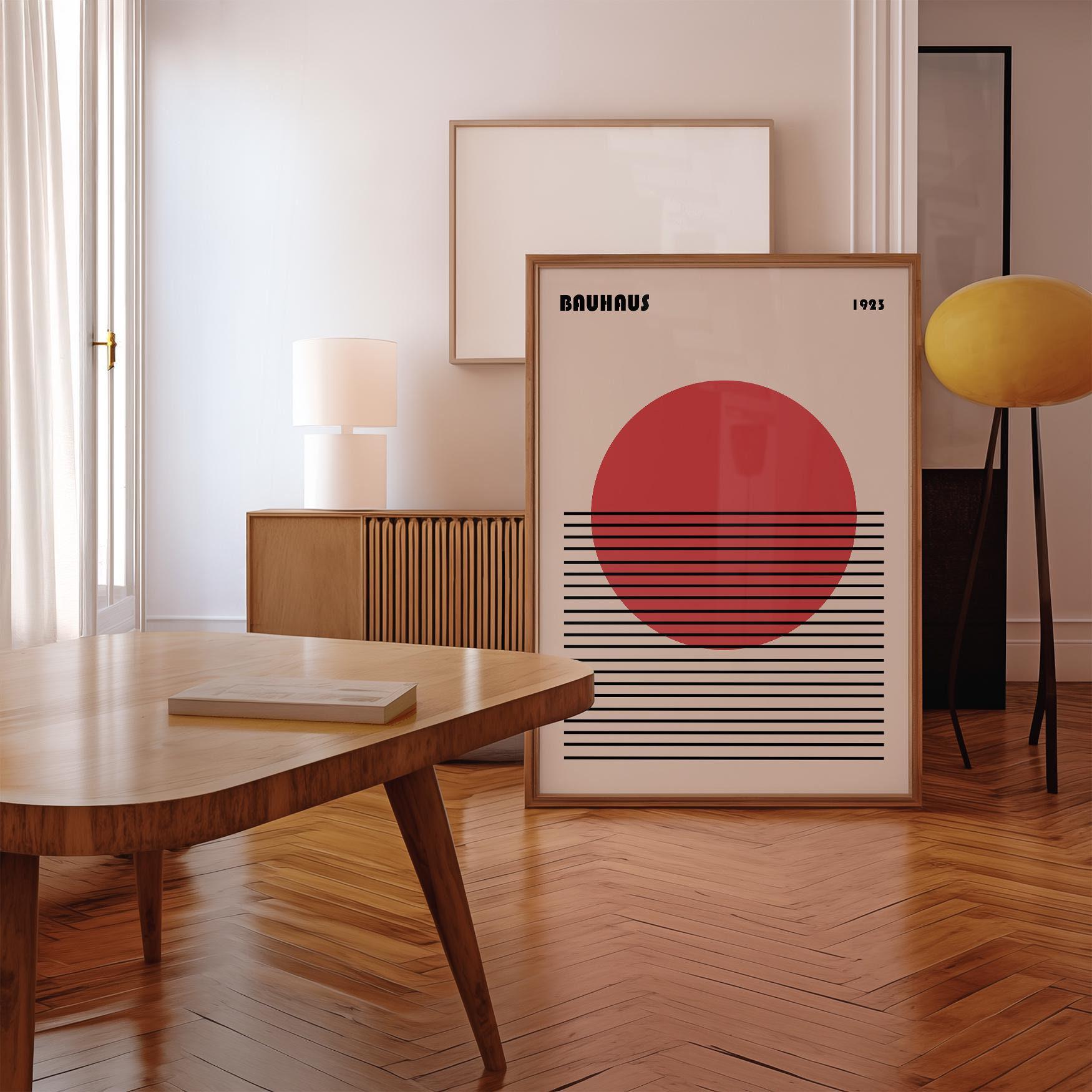 Bauhaus Sunset Art Print: Japanese Minimalist Red Circle Poster - Etsy