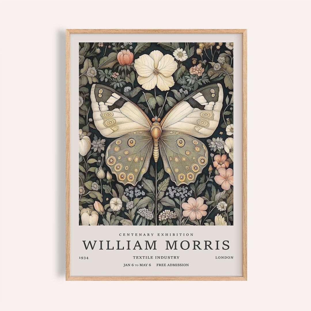Vintage Butterfly Print: William Morris Style Botanical Wall Art - Etsy