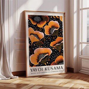 Orange Flower Yayoi Kusama Poster Modern Floral Wall Art Bedroom Decor Nature Inspired Print Vibrant Contemporary Living Room Art Gift