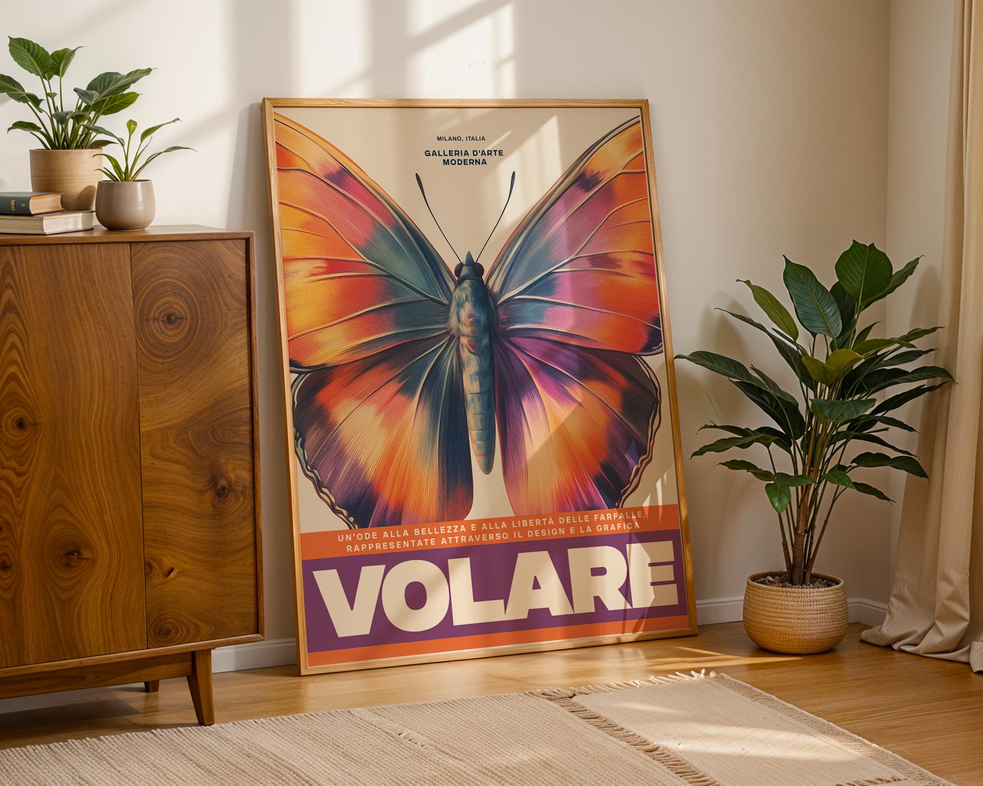 Volare Butterfly展ポスター：イタリアのモダンウォールアート - Etsy 日本