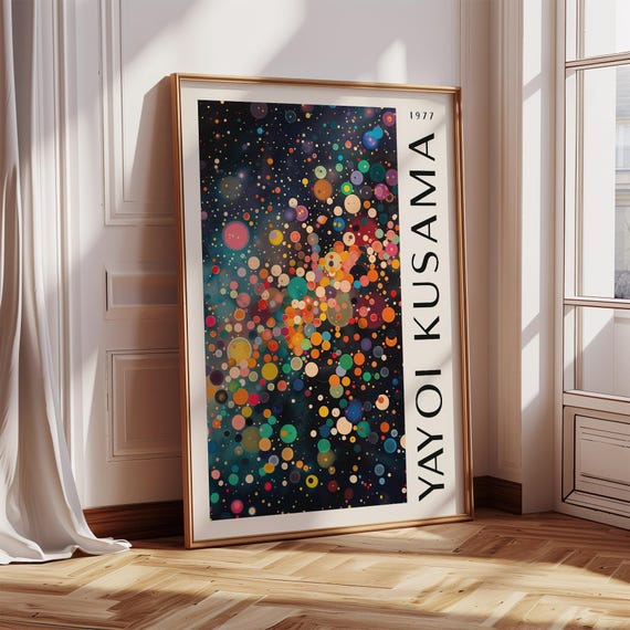 アート・デザイン・音楽 KUSAMA Colourful Abstract Wall Art Yayoi Kusama Poster 1977 Cosmic