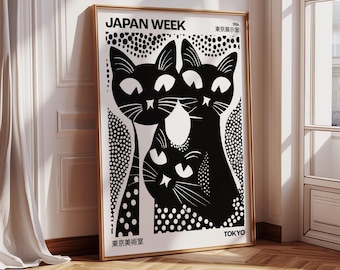 Funky Wall Art of Black Cat Large Wall Art for Apartment