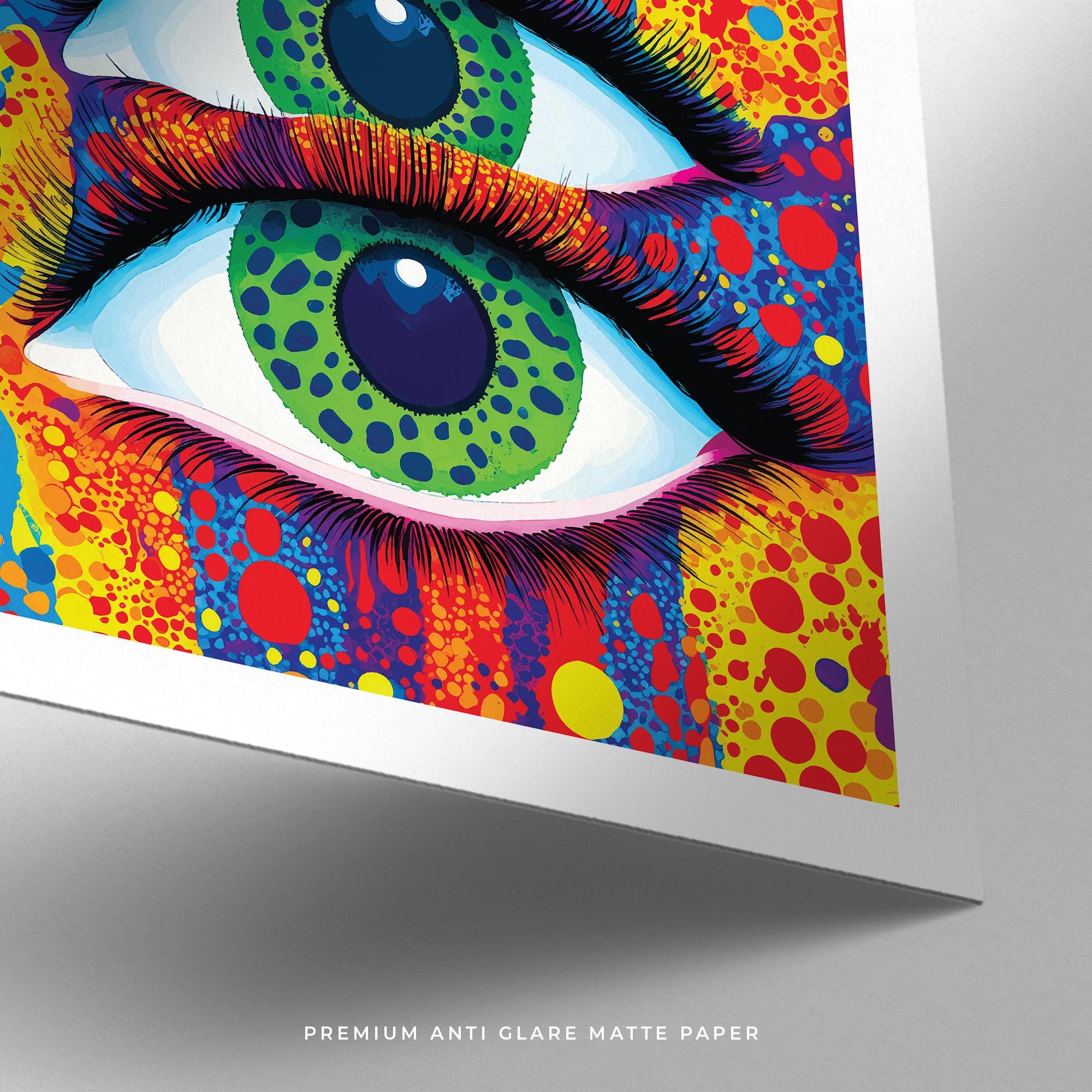 Surreal Eye Art Print: Japanese Abstract Dotted Design, Eclectic