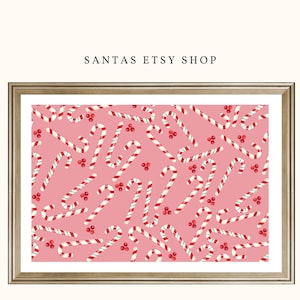 Pink Candy Cane Christmas Wallpaper Instant Download Frame TV Art, 4K Television, Winter Art, Santa Art, Digital Download, Holiday Art