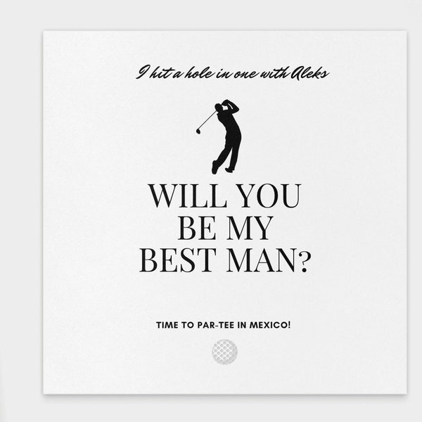 Funny Golf Themed Groomsmen Proposal Card, Will You Be My Groomsman, Customizable Template, Digital Download