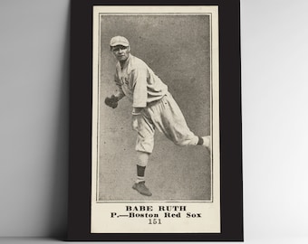 Babe Ruth 1916 M101-5 Sporting News Rookie Card Poster / Postcard / Canvas Baseball Card Tobacco Card Boston Red Sox New York Yankees BCP2