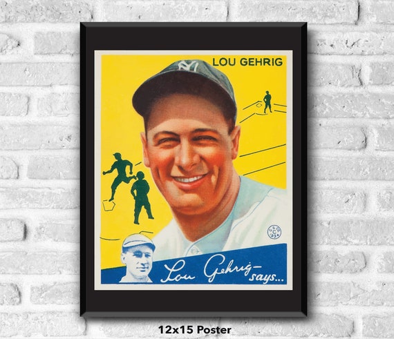 1934 Lou Gehrig Goudey Baseball Card Poster, Postcard, Antique