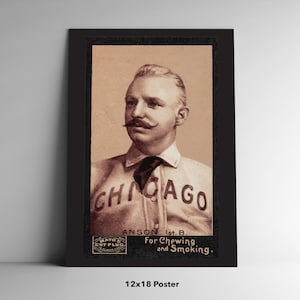 Cap Anson 1895 N300 Mayo&#39;s Cut Plug Card Poster / Postcard / Canvas Baseball Card Tobacco Chicago Colts Chicago White Stockings BCP10