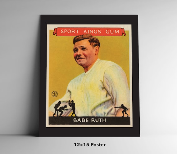 1933 Babe Ruth Goudey Sport Kings Baseball Card Poster, Postcard, Antique,  Vintage, Reprint, Tobacco Card, New York Yankees, Art Print BCP25