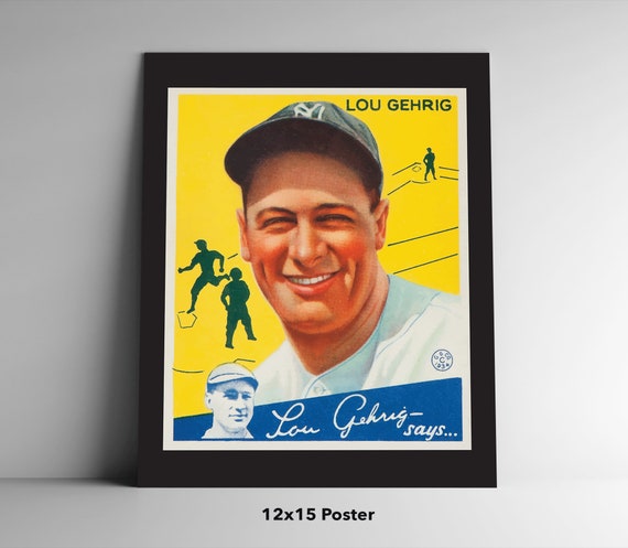 1934 Lou Gehrig Goudey Baseball Card Poster, Postcard, Antique