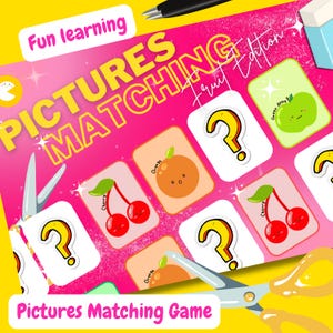 子供向けマッチングゲーム、絵合わせワークシート、フルーツマッチ＆メモリーカード、幼児向け学習ゲーム、幼児向け印刷可能ゲーム、就学前