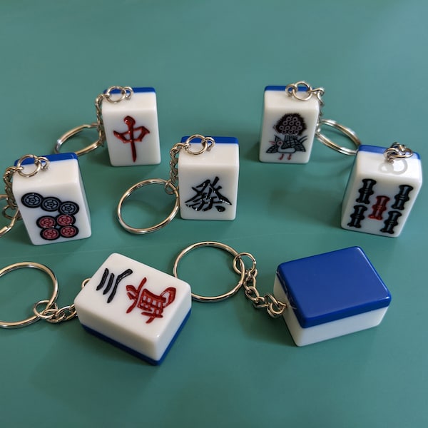 Japanese Mahjong Tile Keychain - BLUE