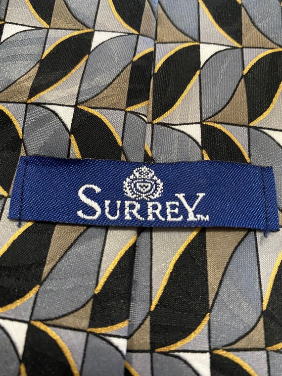 Vintage Surrey Mens Necktie Black Gray Beige Tie … - image 4