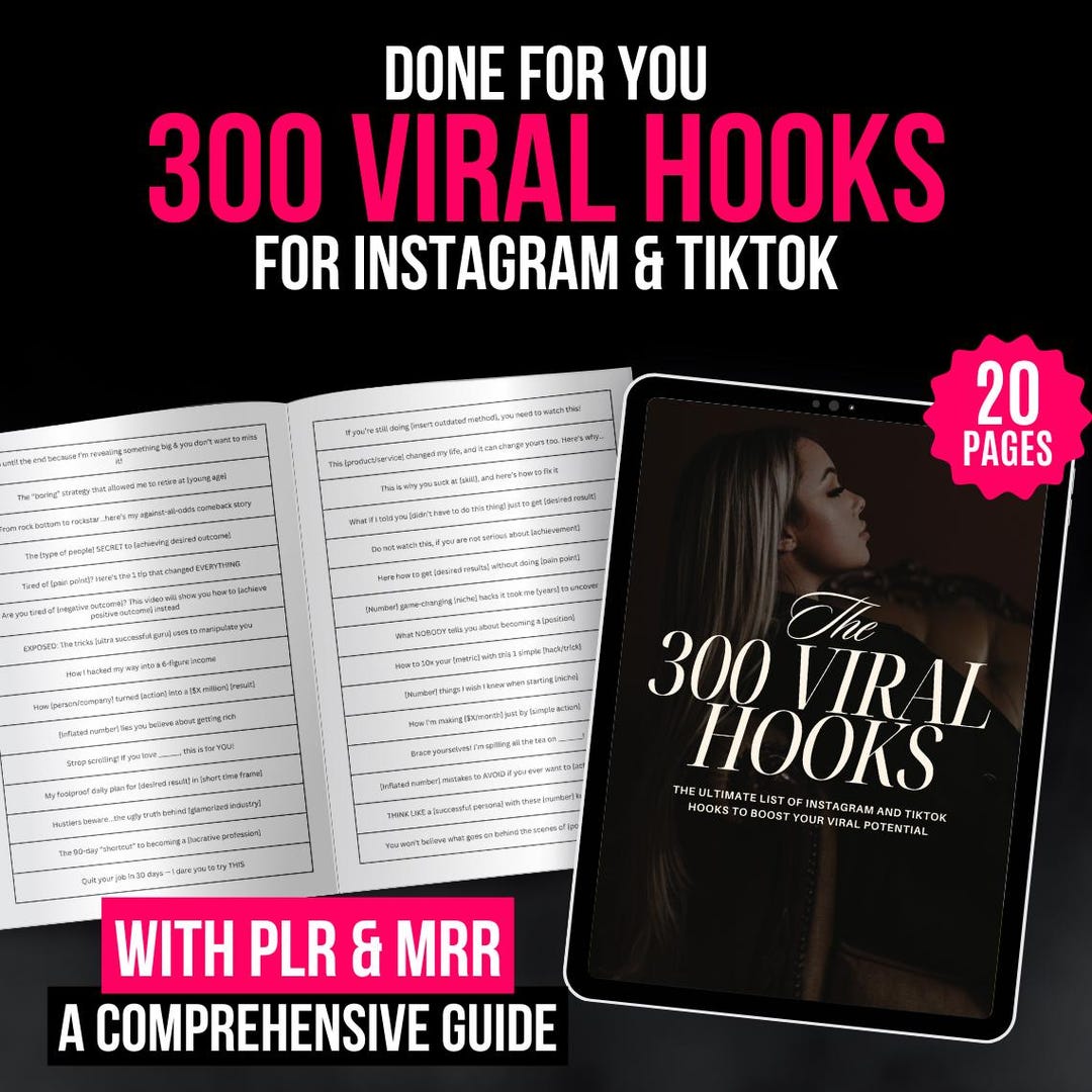300 Viral Hooks for Instagram Reels & Tiktok Videos, With Master Resell ...