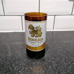 SINGHA Thai Lager Beer 630ml recycled glass bottle into tumbler beaker pen pot