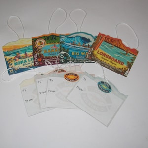 8 x Kona Brewing Co IPA Lager beer bottle Label Birthday Christmas gift Tags Hanalei Big Wave Longboard
