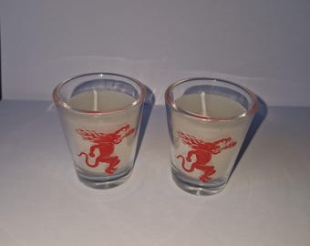2 x Fireball Cinnamon Whiskey Liqueur Shot Glass candles tealights un scented