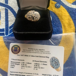 14K yellow and white Cluster Diamond Ring