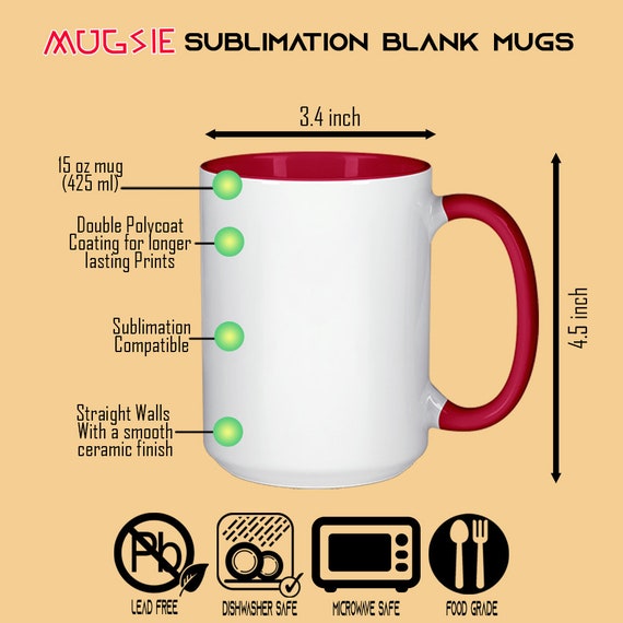 4 Pcs 15oz El Grande Sublimation Blank Two Tone White RED Mugs With Gift  Mug Box 