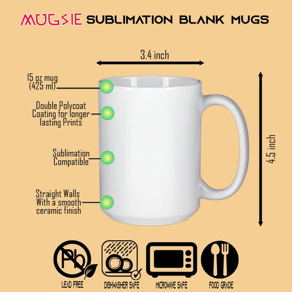 Ceramic Sublimation Mugs 6 pk 15oz - White