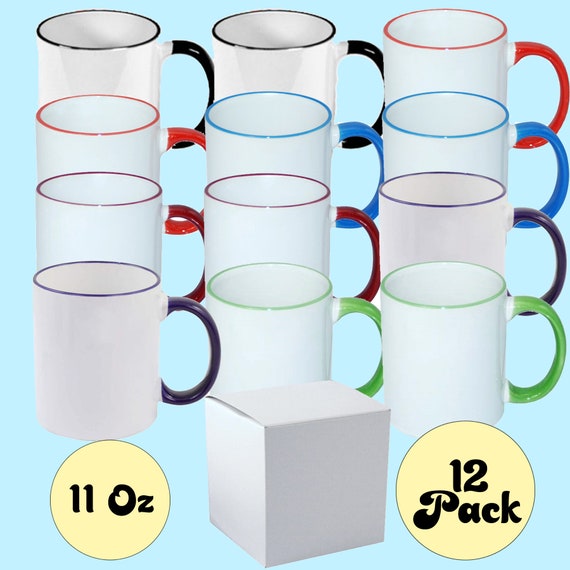Set of 12pcs 11oz Mixed Inner Colors Professional Grade Mug Sublimation