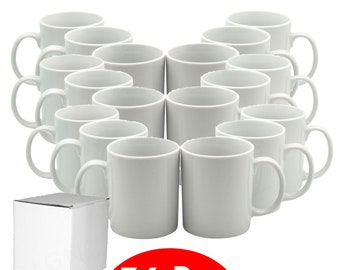 11 oz Sublimation Blank Ceramic Coffee Mugs / White mugs for sublimation 11 oz - Case of 36