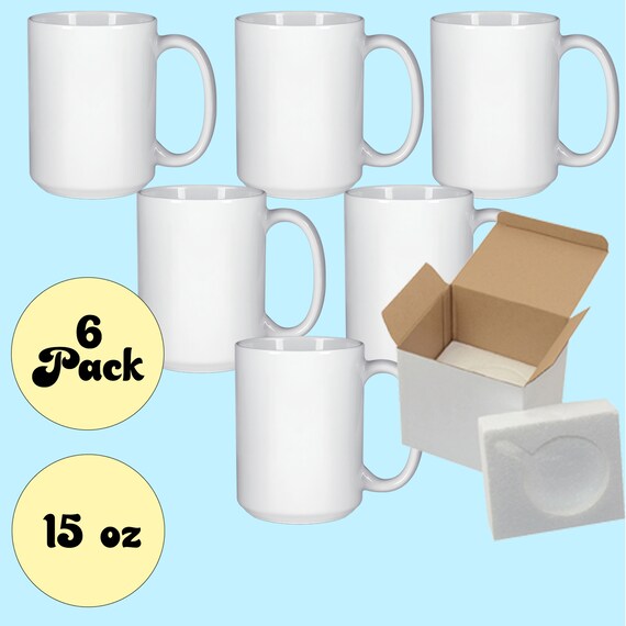 Set of 6 15 Oz White Mugs Professional Grade Sublimation Mug- Sublimation  Series - With Shipping Boxes - Etsy