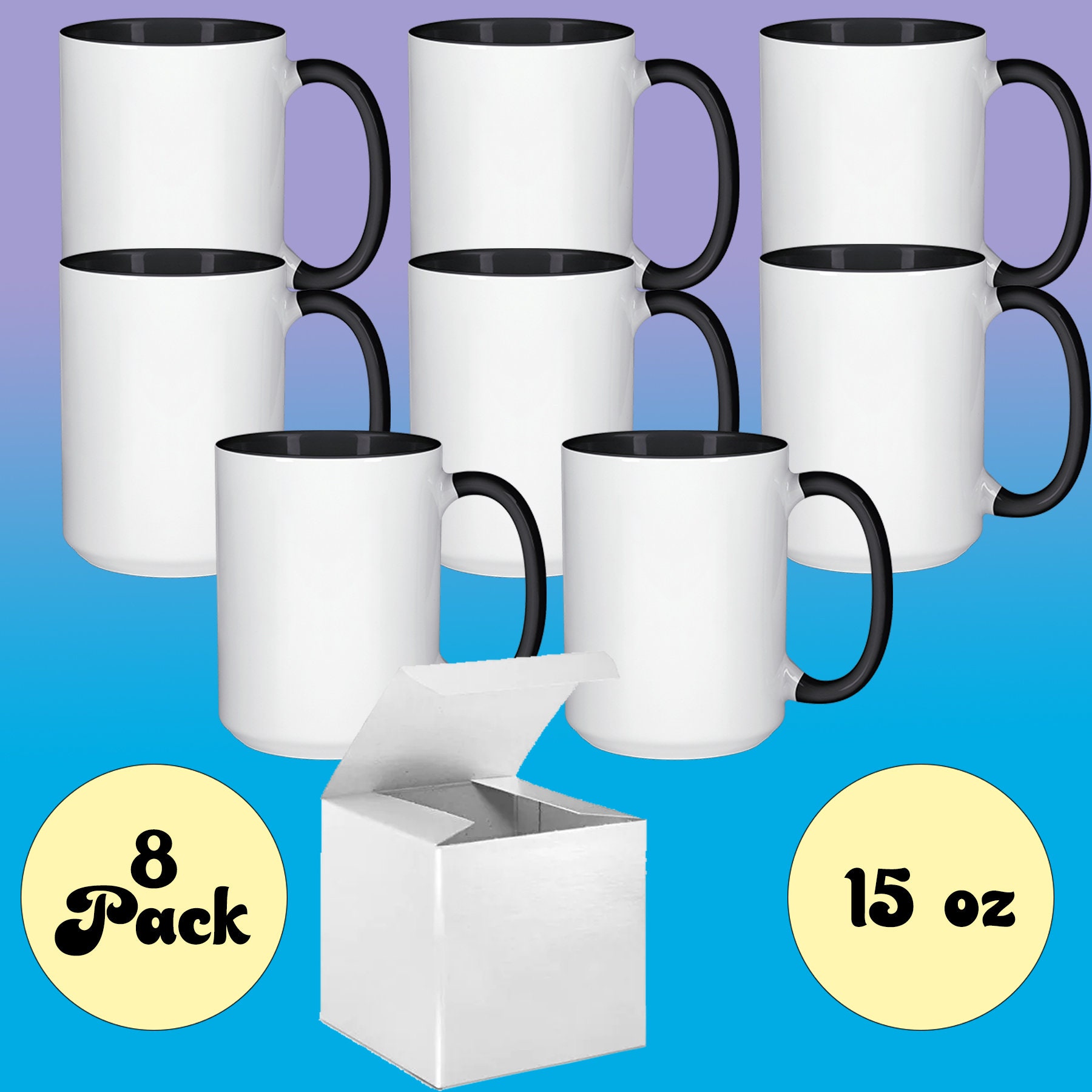 11 oz. Mixed Inside Handle Ceramic Sublimation Coffee Mug - Set of 12 with  Shipping Boxes - Mugsie