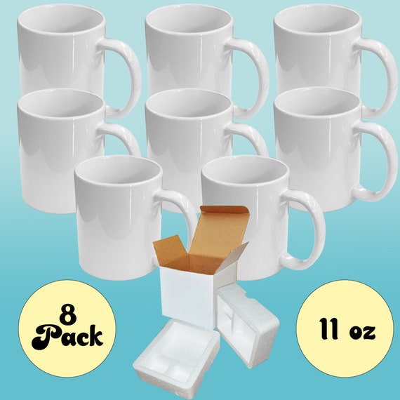 8PCS 11OZ Sublimation Mug Coated Ceramic Mugs White Sublimation Blanks Mugs  for Coffee Milk Tea 