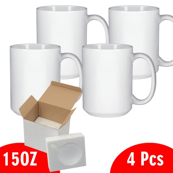 Mugsie | Case of 12 15oz Sublimation Mugs with Gift Mug Box. Mugs - Cardboard Box with Foam Supports