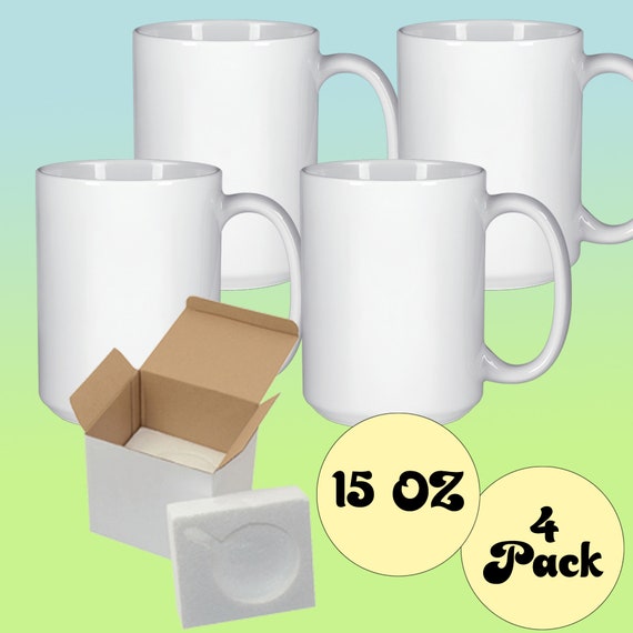 15oz Sublimation Mugs With Gift Mug Box. Mugs Cardboard Box With Foam  Supports Case of 4 