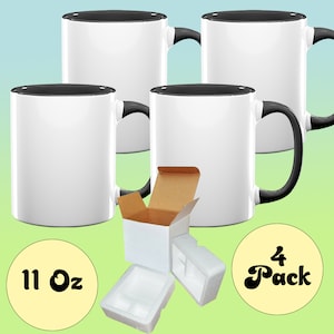 8PCS 11OZ Sublimation Mug Coated Ceramic Mugs Grey Inner and Handle Sublimation  Blanks Mugs With Foam Supports Boxes Coffee Milk Tea 