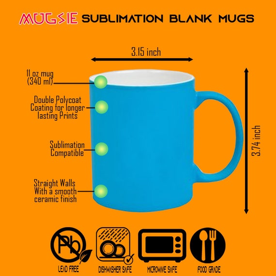 6 PACK 11OZ RED Fluorescent / Neon Sublimation Mugs with Foam Supports  Cardboard Boxes