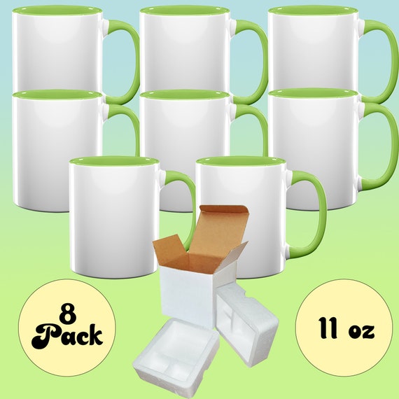 8 Pack 11OZ LIGHT GREEN Inside/handle Ceramic Sublimation Coffee Mug -  White Ceramic Sublimation Coffee Mug - Shipping Box Foam Supports - Etsy
