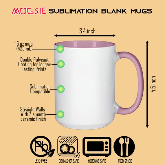 Premium Set of 8 15OZ El Grande White Sublimation Mugs - Compatible with  Cricut Mug Press for Sublimation Printing and Custom Gifts - Mugsie