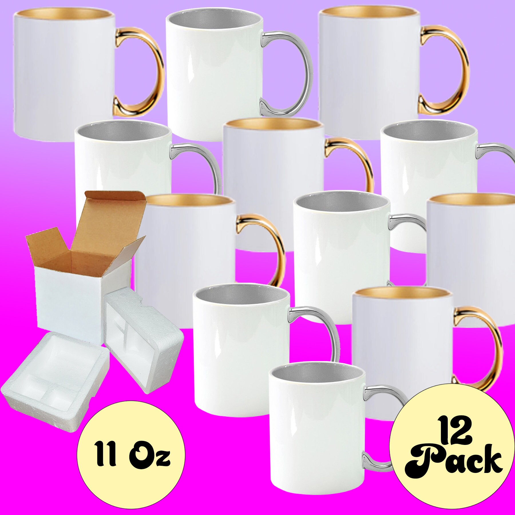 Set Of 4 High Quality With Smash Proof Double Wall Boxes 11oz sublimation mugs 