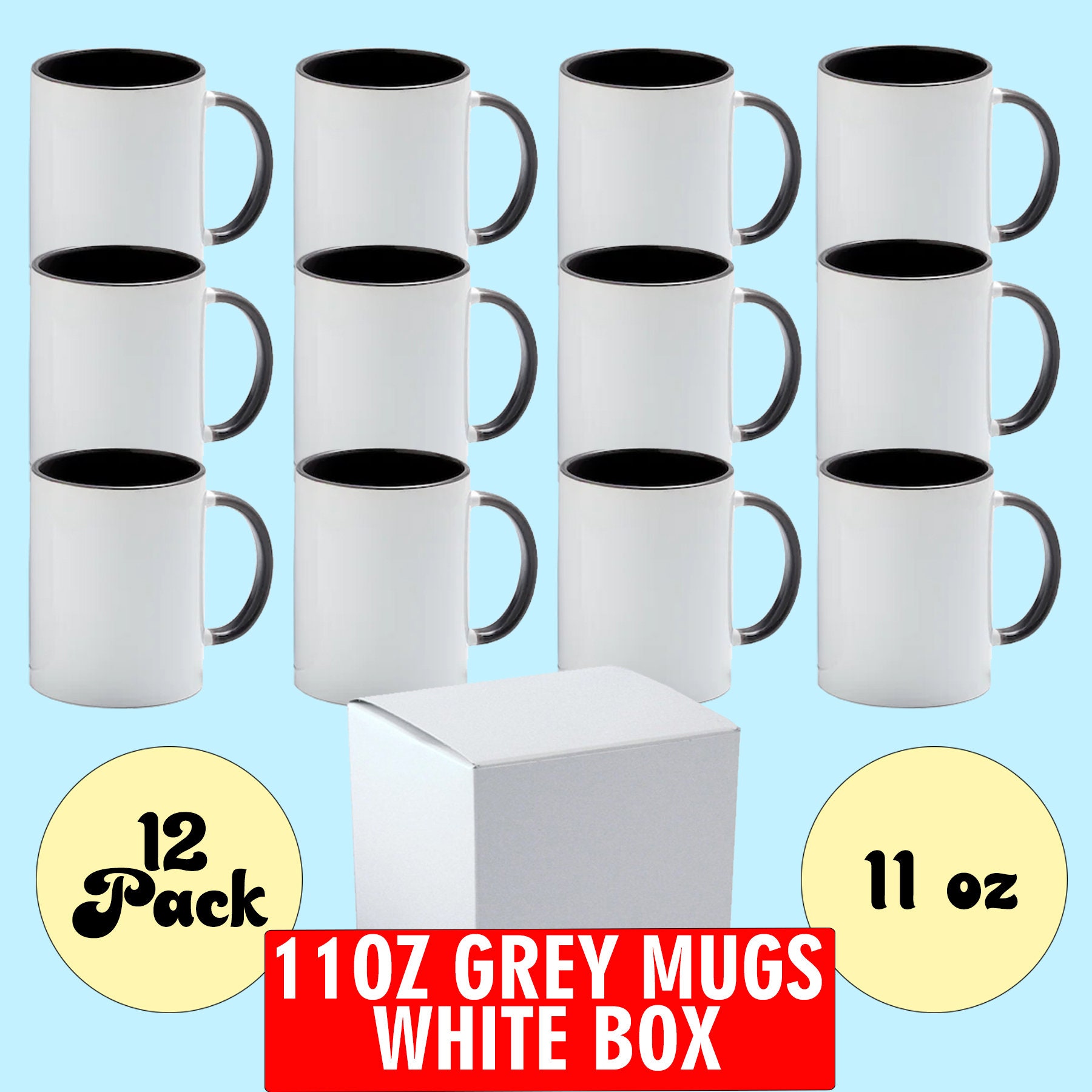 Sublimation Mugs - 12 Oz Sublimation Mugs Blank Sublimation Cups Set of 12  White