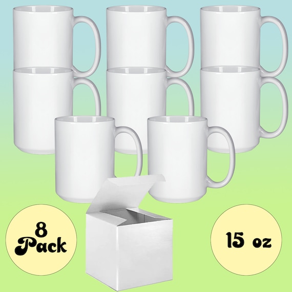 Mugsie | 8 Pcs 15oz El Grande White Sublimation Mugs With White Boxes
