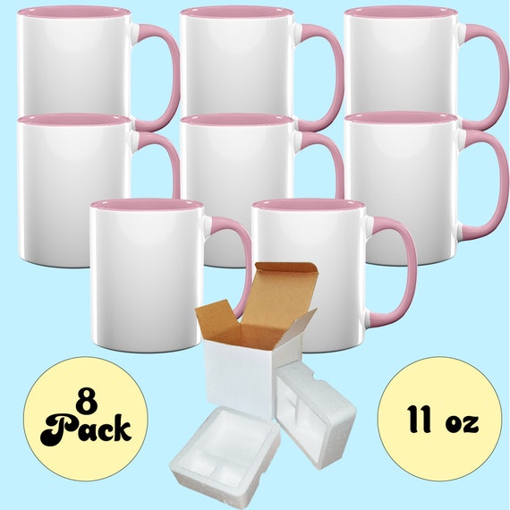 Case of 8 11OZ PINK Inside/handle Ceramic Sublimation Coffee Mug - White  Ceramic Sublimation Coffee Mug - Shipping Box With Foam Support - Etsy