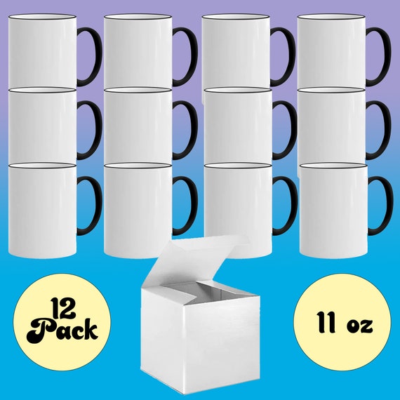 36 x Sublimation Mugs 11oz Blank Coloured Inner or Rim Handle Ceramic  Coffee Mug