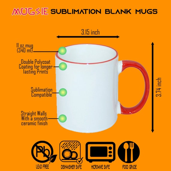 Mugsie | 12 Pcs 11oz Black Rim & Handle Sublimation Mugs with Individual White Boxes