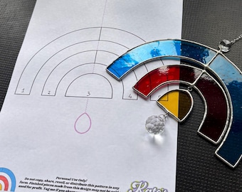 Patrón imprimible de atrapasueños giratorio de arcoíris de vidrieras