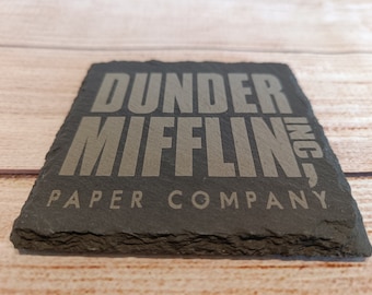 The Office Gift: Dunder Mifflin Engraved Slate Coaster