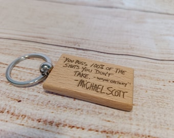 The Office Inspired Keyring | Michael Scott quote | Wooden Engraved Keyring
