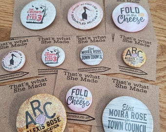 Schitt's Creek Inspired Pin Badge: David & Alexis Rose (25mm or 44mm)