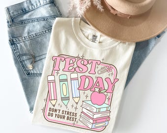 PNG del día del examen, Descarga digital de pruebas para profesores, No te estreses, haz tu mejor esfuerzo, PNG de regreso a clases, Diseño de camiseta para profesores, Descarga PNG del aula