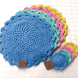 Crochet Coasters | Set of 4 Crochet Granny Round Coasters | Crochet Drink Coasters | Handmade Table Decoration | Farmhouse Crochet Coasters