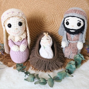 Nativity Crochet Set, Amigurumi Handmade Nativity Scene, Holy Family Crochet Doll Set