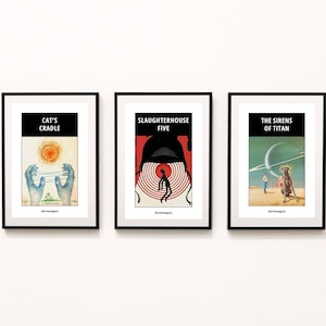 Póster de Kurt Vonnegut / Lámina artística de Vonnegut / Póster de Matadero Cinco / Sirenas de Titán / Cuna de Gato / Arte mural de Vonnegut